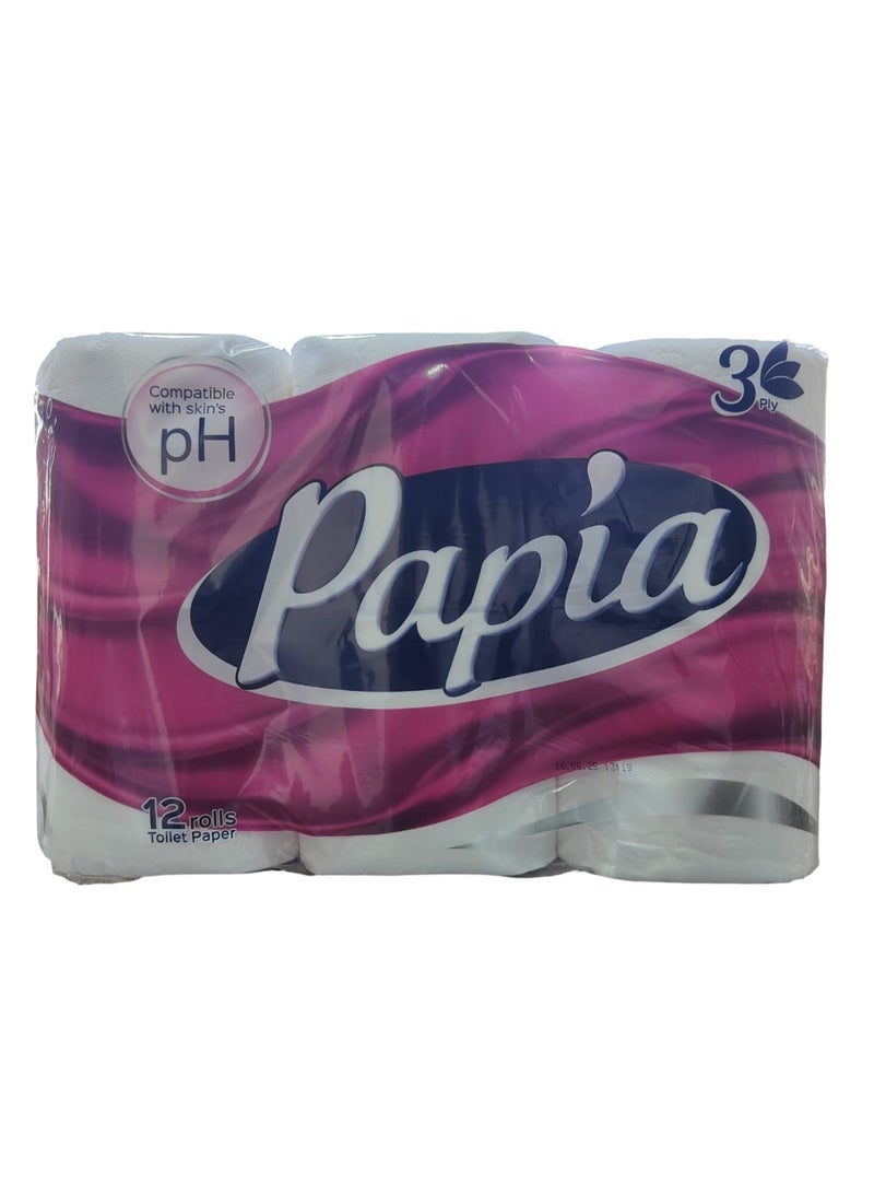 Papia ورق تواليت بابيا 3 طبقات - عبوة من 12 لفة - Image 2